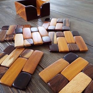 6pk Wooden bead coaster set